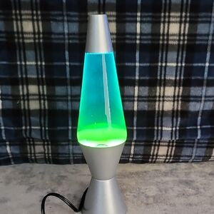 Vibrant Silver and Green Lava Lamp